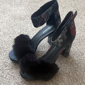 Jeffrey Campbell Black and Red Floral Heels